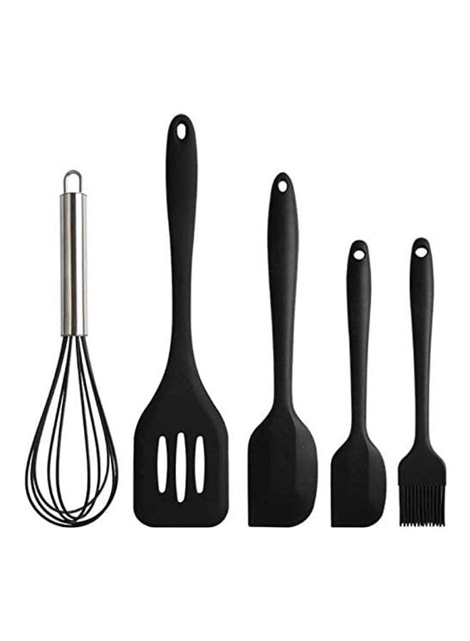 إسكدنيا طقم أدوات مطبخ من السيليكون مانعة للالتصاق - من 5 قطع أسود One Size - Image 1