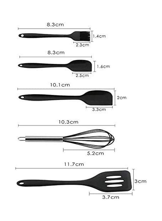 إسكدنيا طقم أدوات مطبخ من السيليكون مانعة للالتصاق - من 5 قطع أسود One Size - Image 5