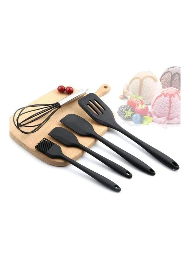 إسكدنيا طقم أدوات مطبخ من السيليكون مانعة للالتصاق - من 5 قطع أسود One Size - Image 2