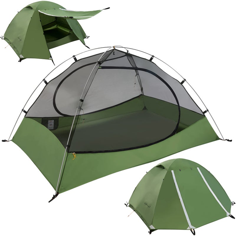 Clostnature 2-Man Tent for Backpacking, 2 Person Waterproof Camping Dome Tents, Lightweight Adults, Man's Outdoor, Hiking, Mountaineering Compact Tent, Easy Set Up Summer Green - Image 1