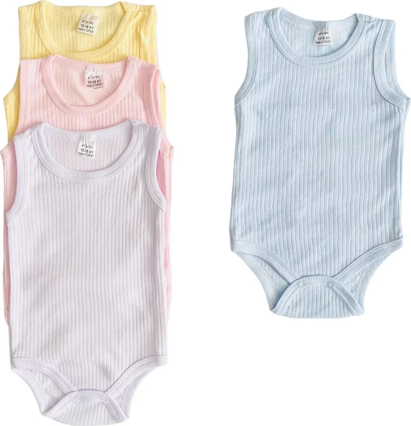 مياكيدزورلد Colorful Baby Snap Bodysuit Underwear Undershirt Bodysuit 4 Piece Set Cotton Ribbed Texture Soft