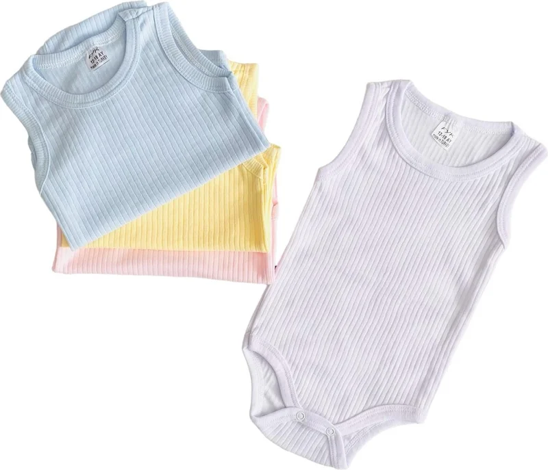 مياكيدزورلد Colorful Baby Snap Bodysuit Underwear Undershirt Bodysuit 4 Piece Set Cotton Ribbed Texture Soft