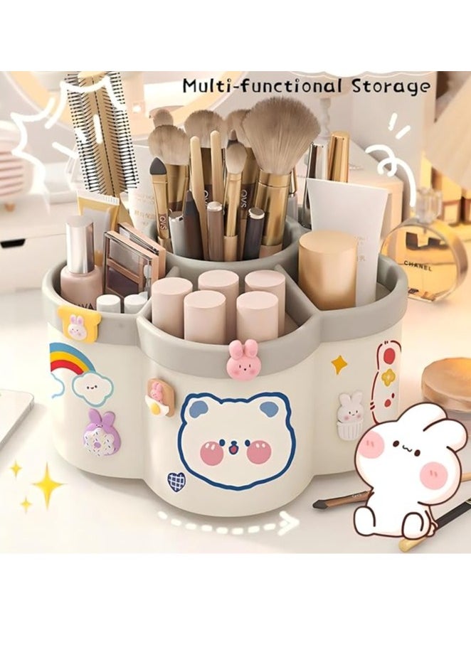 Arabest Pen Holder for Desk, 360°Rotating Pencil Pen Holder, Desk Pen Organizer with 6 Slots, Large-capacity Desk Organizer, Pencil Holder for Desk, Office, School, Home Use (Beige)  - Image 5
