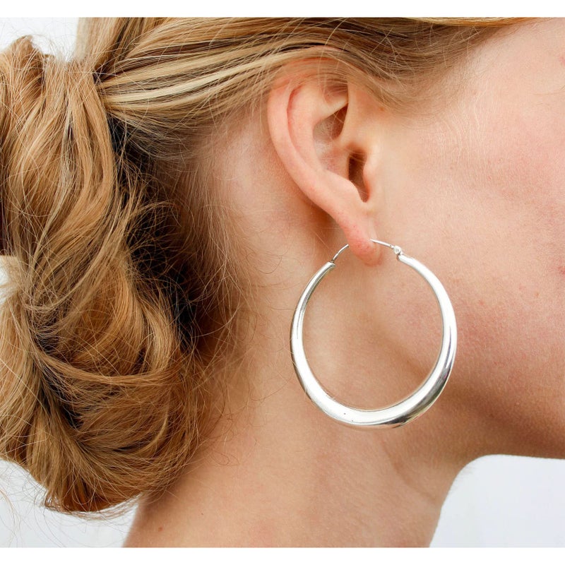 EXGOX Large Silver Hoop Earrings for Women Hypoallergenic Lightweight Chunky 925 Sterling Silver Hoop Earrings - Image 5