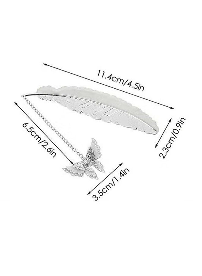 Ailily Feather Luminous Metal Bookmark, Vintage Handmade 3D Butterfly Pendant Book Markers, Retro Simple Creative Birthday Gifts (Silver)  - Image 2