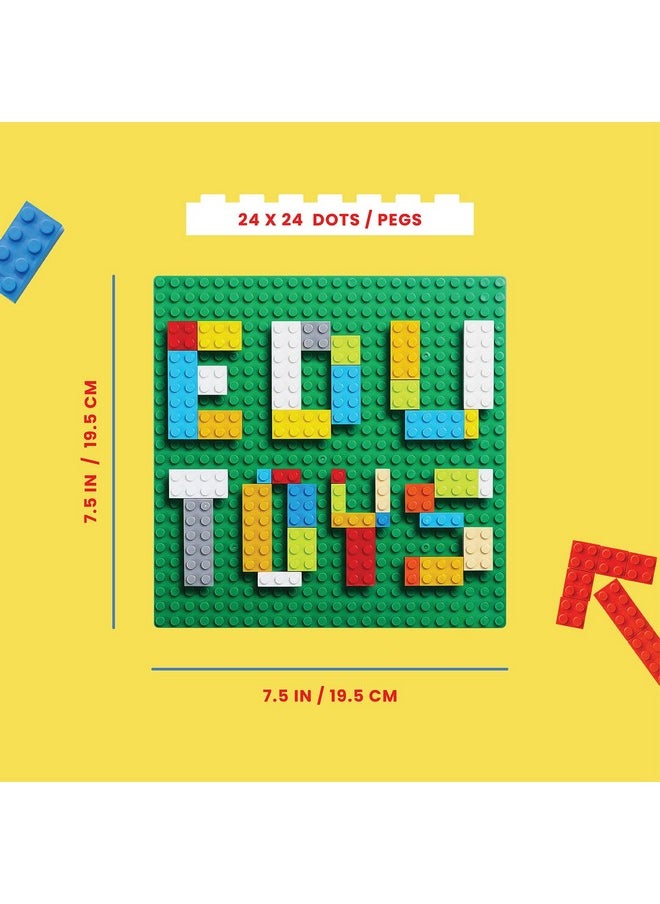 Edu Toys - Edu Toys Base Plate Board 24 x 24 Dots/Pegs for Classic Building Blocks Bricks Compatible with All Brands Classic Blocks (Green) - Image 1