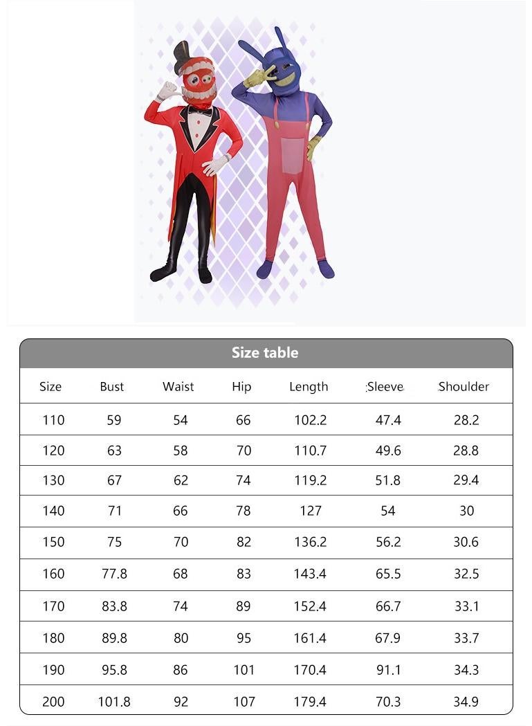 عام 1 مجموعة من ملابس السيرك الرقمية مذهلة للأطفال والبالغين مع الأقنعة ولعب دور الطرف دمية أفخم الحرة زي جاكس - Image 5