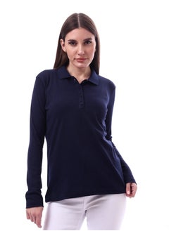 Andora Woman Solid Polo Shirt With Button Closure _ Navy  - Image 1