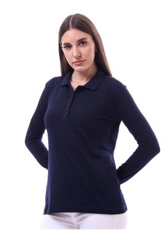 Andora Woman Solid Polo Shirt With Button Closure _ Navy  - Image 2