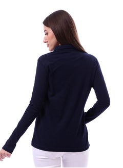 Andora Woman Solid Polo Shirt With Button Closure _ Navy  - Image 3