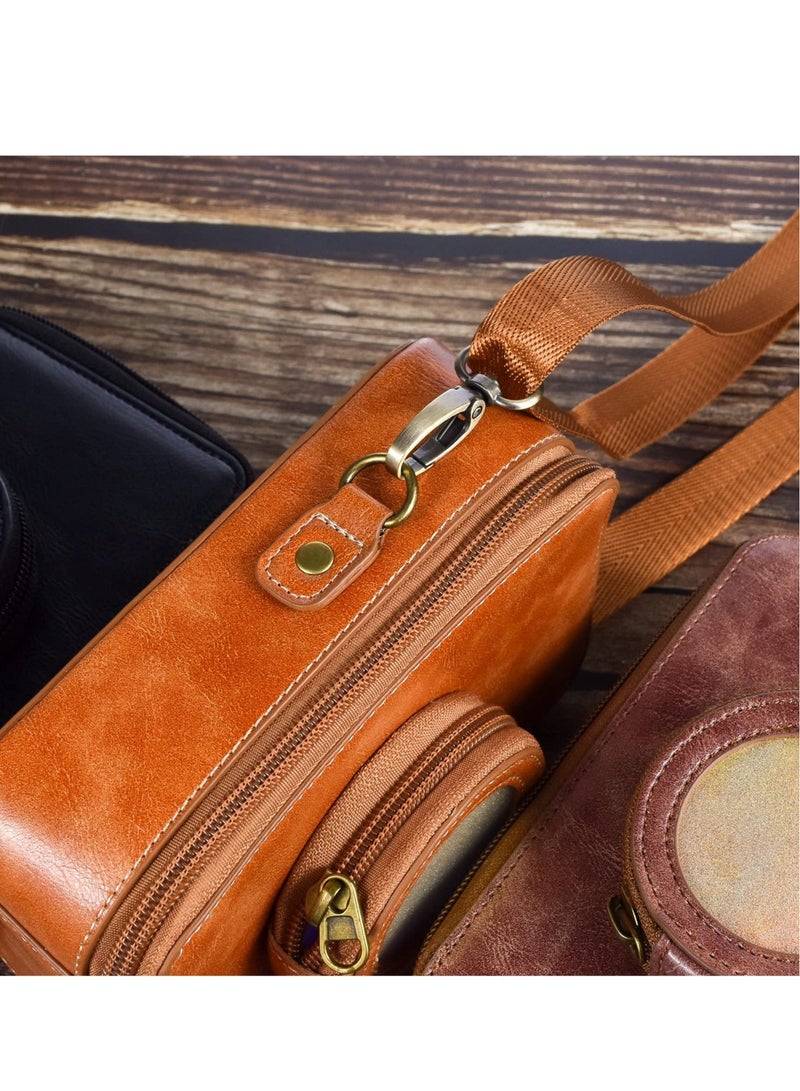 Captaintech Protective Case for Fujifilm Instax Mini EVO Camera Case, Retro PU Leather Protective Case for Mini EVO Instant Camera, High Capacity Cover with Removable Shoulder Strap, Vintage Brown - Image 2