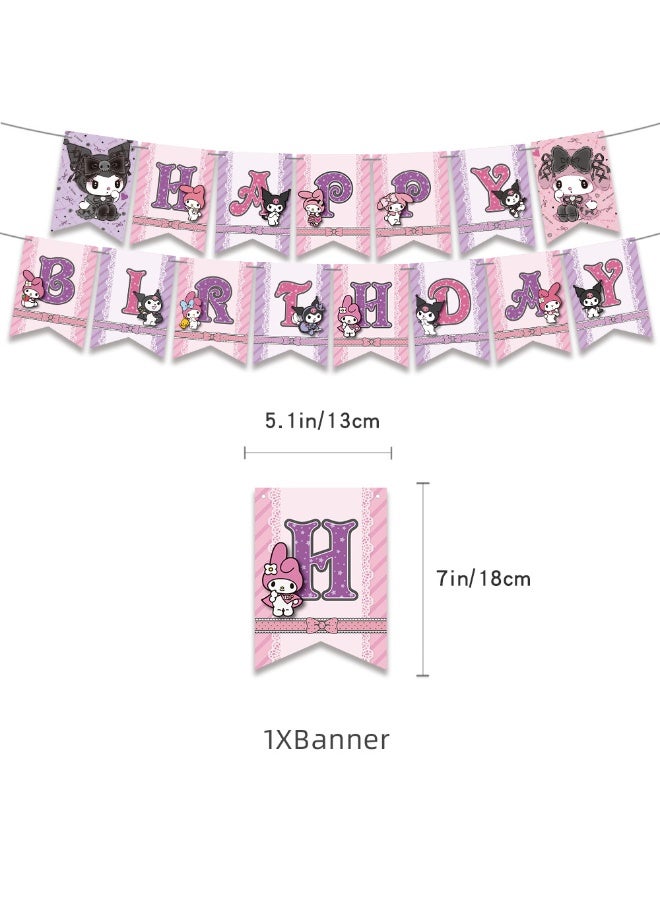 هاي هيلوك روندلاهو لوازم حفلات اعياد الميلاد بتصميم كيتي فريندز تتضمن لافتة عيد ميلاد سعيد وزينة كيك وبالون وزينة كب كيك وزينة كرتونية للنساء والمراهقات - Image 2