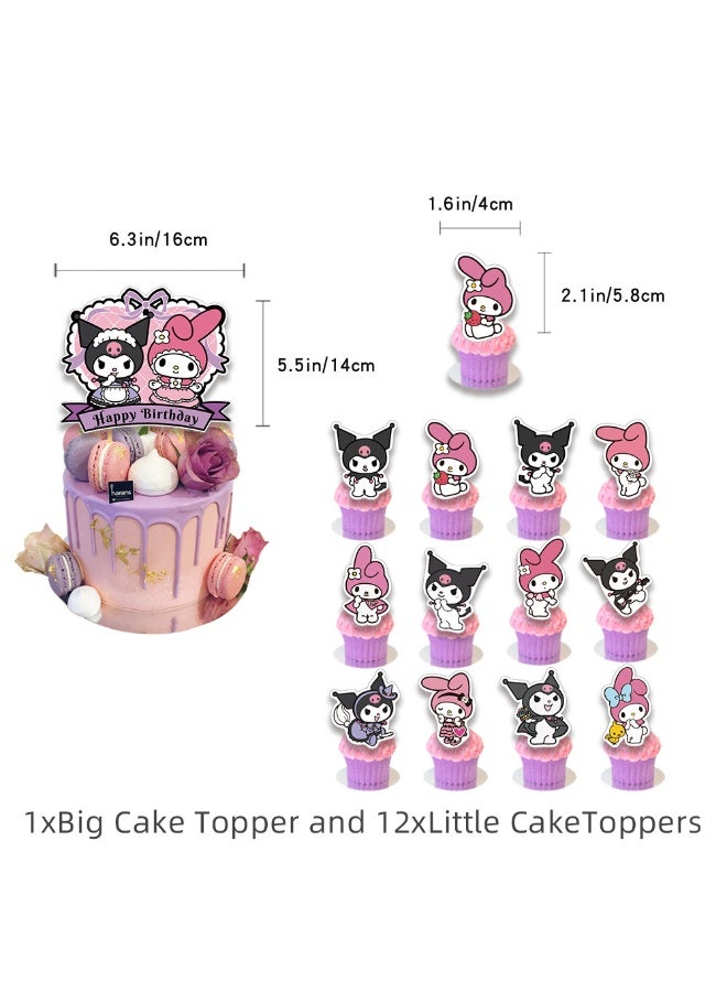 هاي هيلوك روندلاهو لوازم حفلات اعياد الميلاد بتصميم كيتي فريندز تتضمن لافتة عيد ميلاد سعيد وزينة كيك وبالون وزينة كب كيك وزينة كرتونية للنساء والمراهقات - Image 3