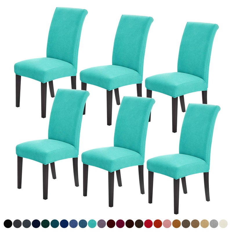 Joccun Chair Covers for Dining Room Set of 6Dining Chair Slipcovers Stretch Dining Room Chair Covers Seat ProtectorWashable Parsons Chair Cover for HomeBanquetTurquoise6 Pack
