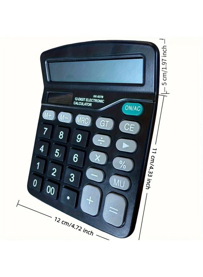 Large Screen 12 Digit Electronic Calculator With Advanced Statistical Functions Compact Portable Design Silvery For Office Business Finance Accounting Engineering Science Student Learning - Image 2