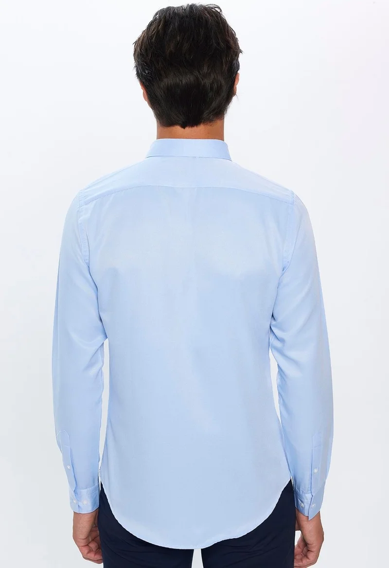 تودورس Men's Slim Fit Slim Fit Long Sleeve Cotton Easy Iron Blue Button Down Collar Shirt