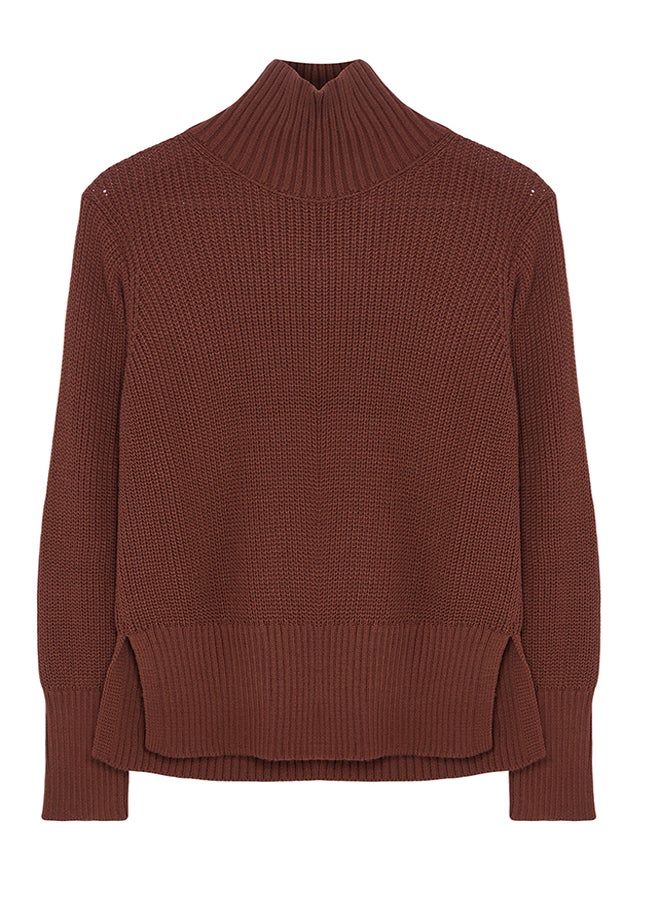 trendyol - Brown Collar Button Detailed Soft Textured Knitwear Sweater TWOAW25KZ00123 - Image 1
