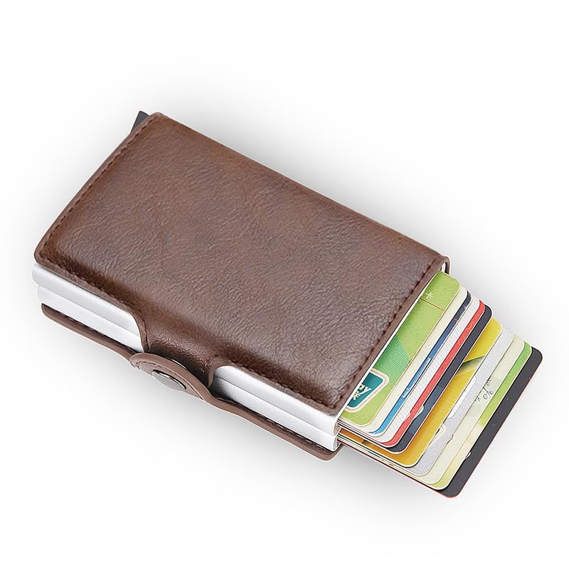Aluminum Alloy Credit Card Holder – Coffee Color, Slim, RFID Blocking, 10 Cards, Metal