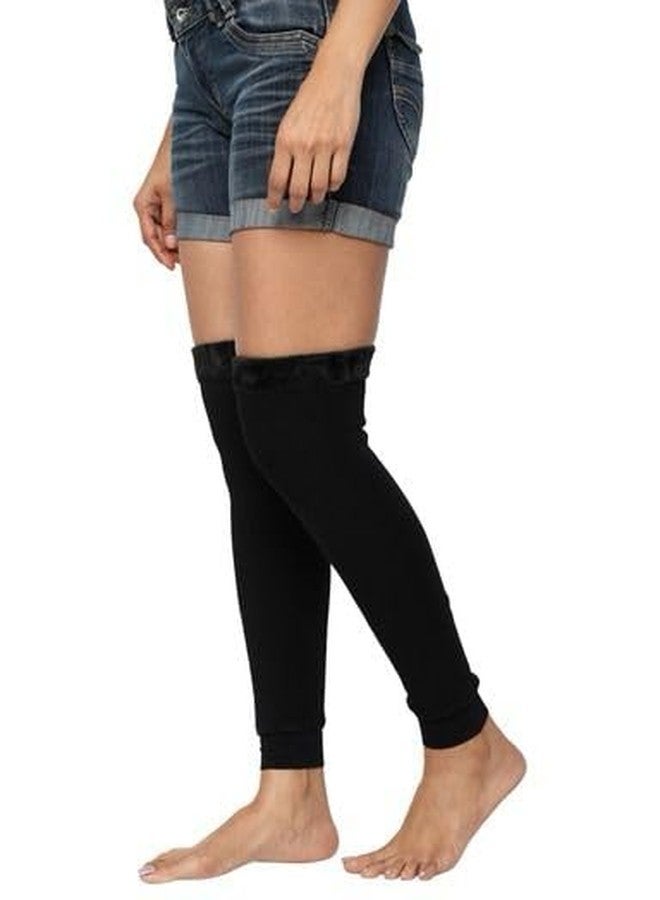 SLINKY (Black Woolen Thermal Leg Warmers for Men and Women with Fingerless | Long Socks Protective | Knee Cap Winter Accessory - Image 4