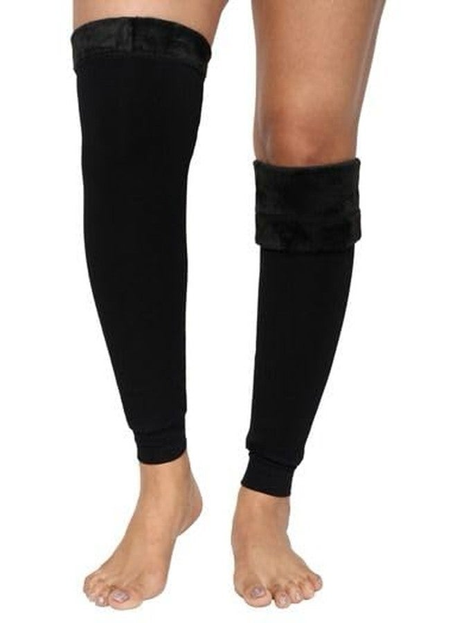 SLINKY (Black Woolen Thermal Leg Warmers for Men and Women with Fingerless | Long Socks Protective | Knee Cap Winter Accessory - Image 5