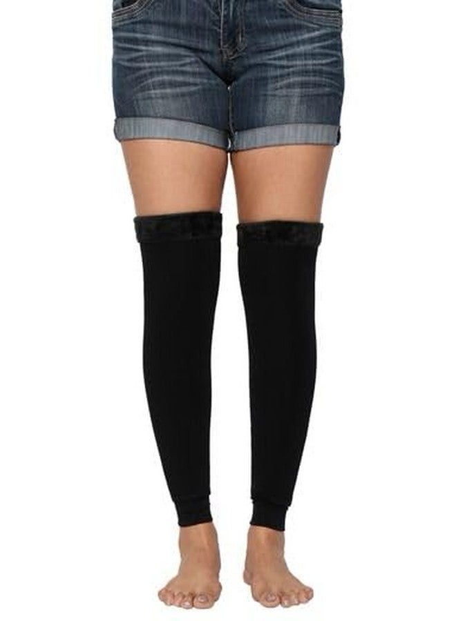 SLINKY (Black Woolen Thermal Leg Warmers for Men and Women with Fingerless | Long Socks Protective | Knee Cap Winter Accessory - Image 1