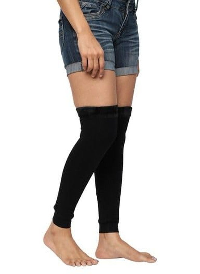SLINKY (Black Woolen Thermal Leg Warmers for Men and Women with Fingerless | Long Socks Protective | Knee Cap Winter Accessory - Image 3