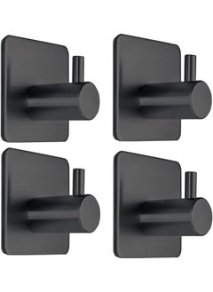 Fotosnow Black Adhesive Towel Hooks Heavy Duty Stick On Wall Hooks Shower Hooks For Bathroom Kitchen Door4 Packs  - Image 1