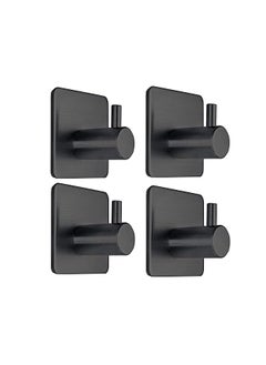 Fotosnow Black Adhesive Towel Hooks Heavy Duty Stick On Wall Hooks Shower Hooks For Bathroom Kitchen Door4 Packs  - Image 2