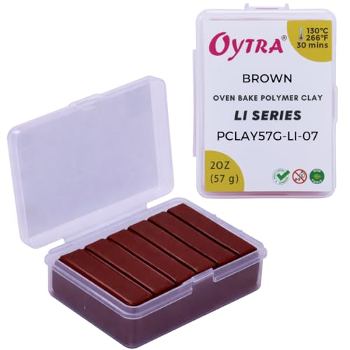 OYTRA Polymer Oven Bake Clay LI Series 57 gram for Jewellery Making for Artist Professional (Brown) - Image 1