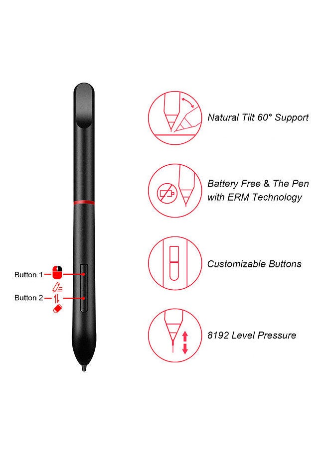 Acepen - Digital Graphic Drawing Tablet 6*4 Inch Active Area Ultra-Thin Drawing Board Kit with 4 Shortcut Keys Battery-free Passive Stylus 8192 Levels Pressure - Image 1
