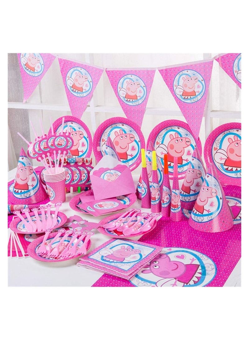 Highland 122-Piece Peppa Theme Disposable Tableware Party Set - Image 5