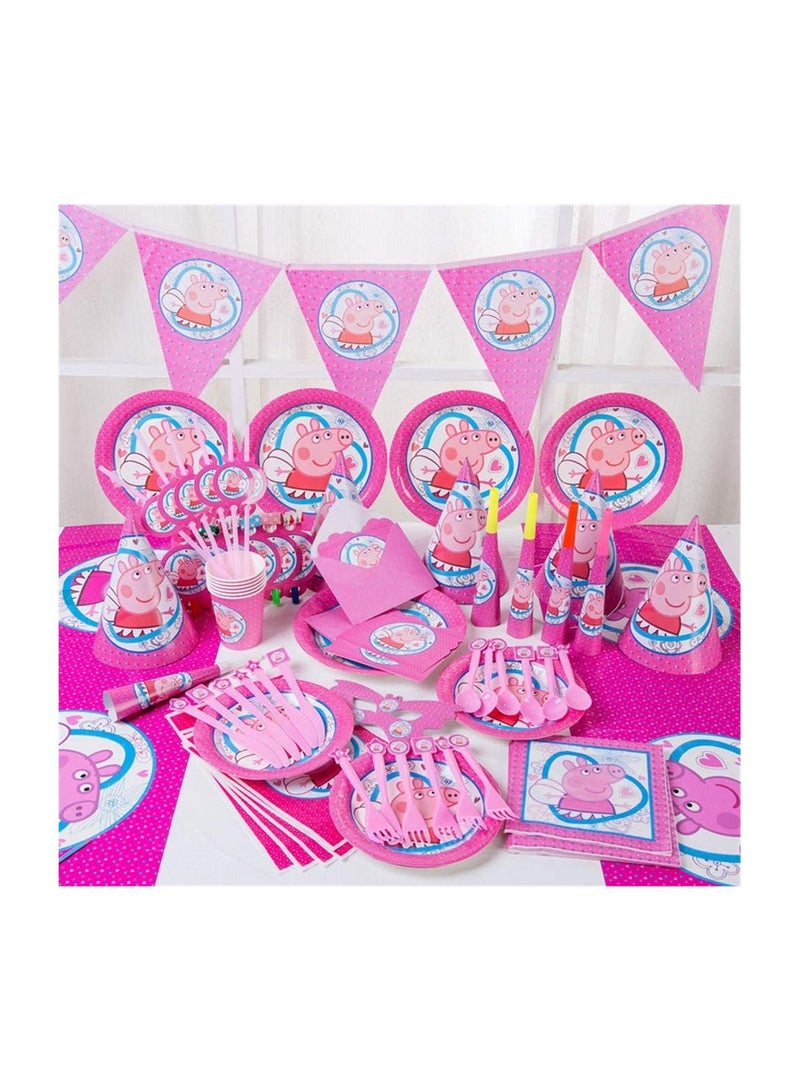 Highland 122-Piece Peppa Theme Disposable Tableware Party Set - Image 1