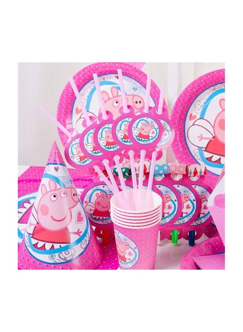 Highland 122-Piece Peppa Theme Disposable Tableware Party Set - Image 3