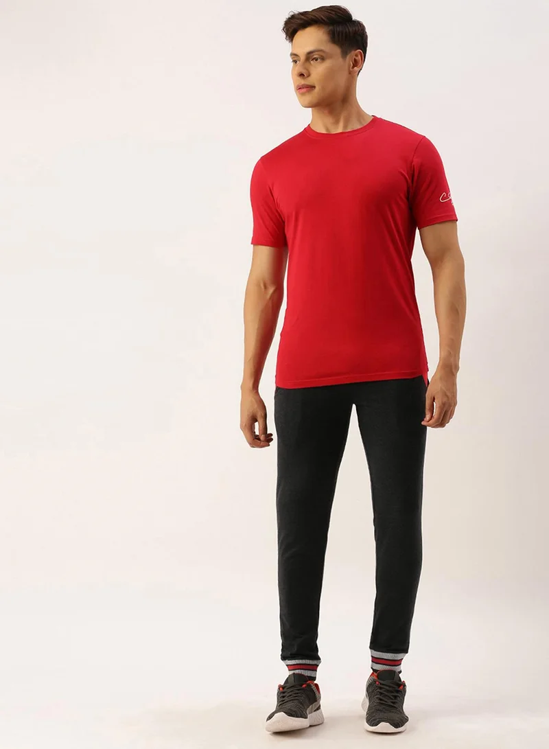 Campus Sutra Campus Sutra Men's Olive Green Striped Regular Fit Trackpants For Casual Wear | Angled Open Pockets | Elasticated Waist | Trackpants Crafted With Comfort Fit & High Performance For Everyday Wear