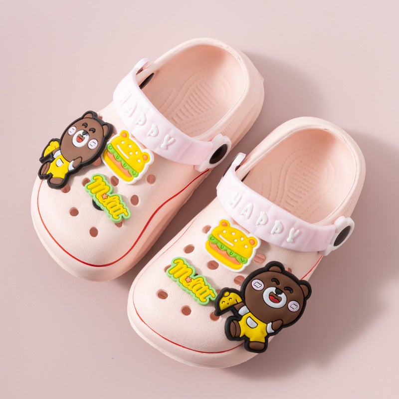 EVA Kids Cartoon Clogs Summer Breathable SlippersBread Bear-Pink Bread Bear-Pink 