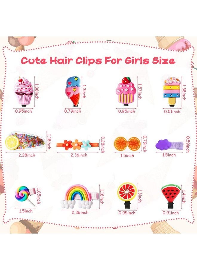 WILLBOND 48 Pieces Girl Hair Clips Cute Candy Barrettes Fun Dessert Pattern Hair Accessories Flower Fruit Pattern Hair Clip Cloud Lollipop Rainbow Hairpin Cartoon Ice Cream Hair Clip For Girl Assorted Styles  - Image 3