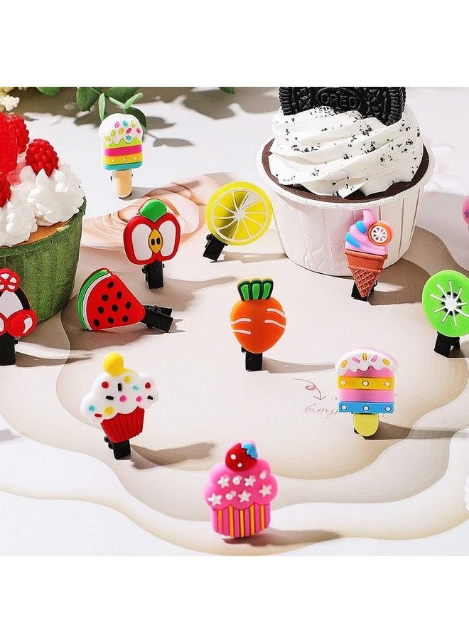WILLBOND 48 Pieces Girl Hair Clips Cute Candy Barrettes Fun Dessert Pattern Hair Accessories Flower Fruit Pattern Hair Clip Cloud Lollipop Rainbow Hairpin Cartoon Ice Cream Hair Clip For Girl Assorted Styles  - Image 5