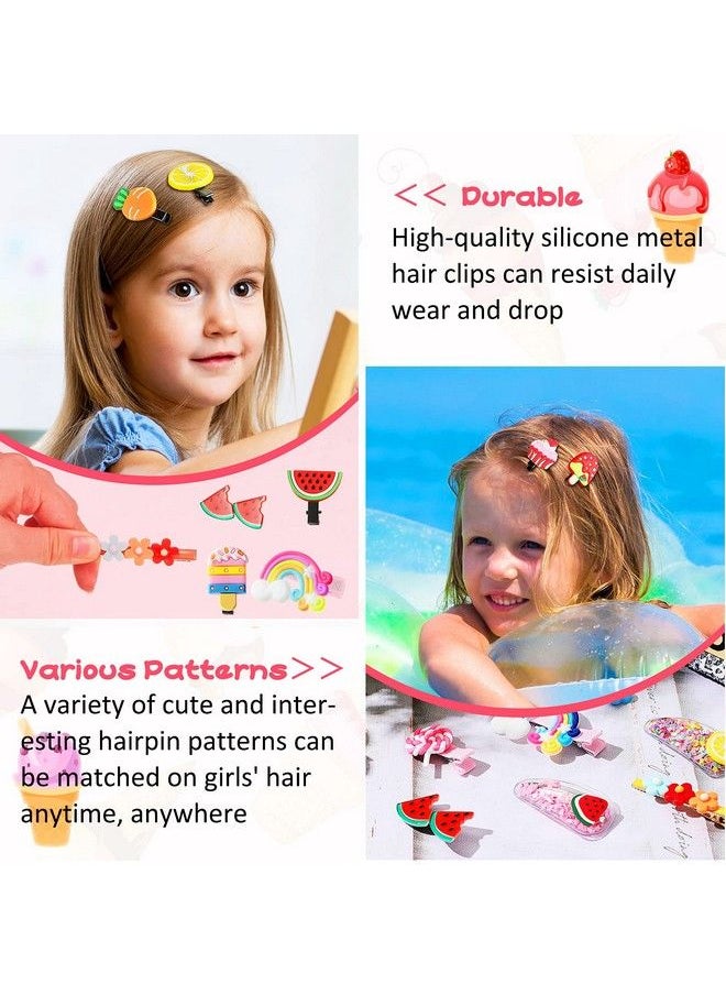 WILLBOND 48 Pieces Girl Hair Clips Cute Candy Barrettes Fun Dessert Pattern Hair Accessories Flower Fruit Pattern Hair Clip Cloud Lollipop Rainbow Hairpin Cartoon Ice Cream Hair Clip For Girl Assorted Styles  - Image 4