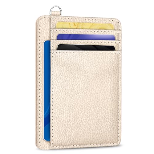 Yonlevres Credit Card Holder for Women, Slim RFID Wallet Front Pocket Small Card Holder, Travel Card Case ID Window PU Leather Cute Funny Thin RFID Blocking Card Organizer Gifts Girls Ladies - Image 1