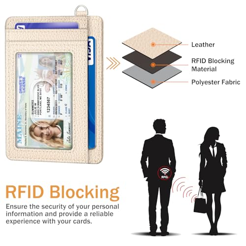 Yonlevres Credit Card Holder for Women, Slim RFID Wallet Front Pocket Small Card Holder, Travel Card Case ID Window PU Leather Cute Funny Thin RFID Blocking Card Organizer Gifts Girls Ladies - Image 5