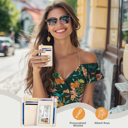 Yonlevres Credit Card Holder for Women, Slim RFID Wallet Front Pocket Small Card Holder, Travel Card Case ID Window PU Leather Cute Funny Thin RFID Blocking Card Organizer Gifts Girls Ladies - Image 2