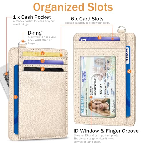 Yonlevres Credit Card Holder for Women, Slim RFID Wallet Front Pocket Small Card Holder, Travel Card Case ID Window PU Leather Cute Funny Thin RFID Blocking Card Organizer Gifts Girls Ladies - Image 4