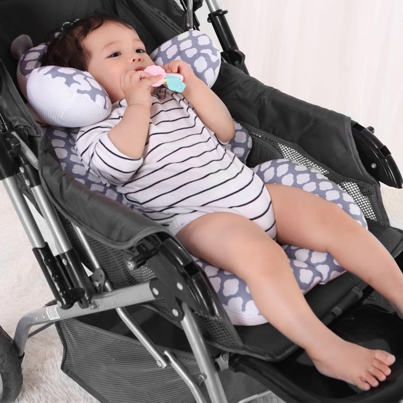 KAKIBLIN Stroller Cushion Toddler Car Seat Insert, Carseat Insert Support for Newborn, Baby Stroller Pillow, Baby Pad Car Seat Neck Support Cushion for Toddler (Cloud) - Image 2
