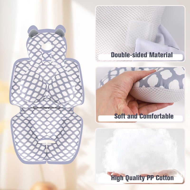 KAKIBLIN Stroller Cushion Toddler Car Seat Insert, Carseat Insert Support for Newborn, Baby Stroller Pillow, Baby Pad Car Seat Neck Support Cushion for Toddler (Cloud) - Image 5