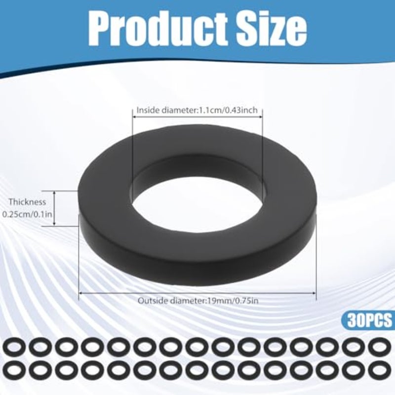 30 Pack Shower Hose Washers, Rubber Washers Seals 1/2 Inch Hose Washer Seal Tap Sealing Rings Shower Head Washer for Showers Head and Hosees Connecting - Image 2