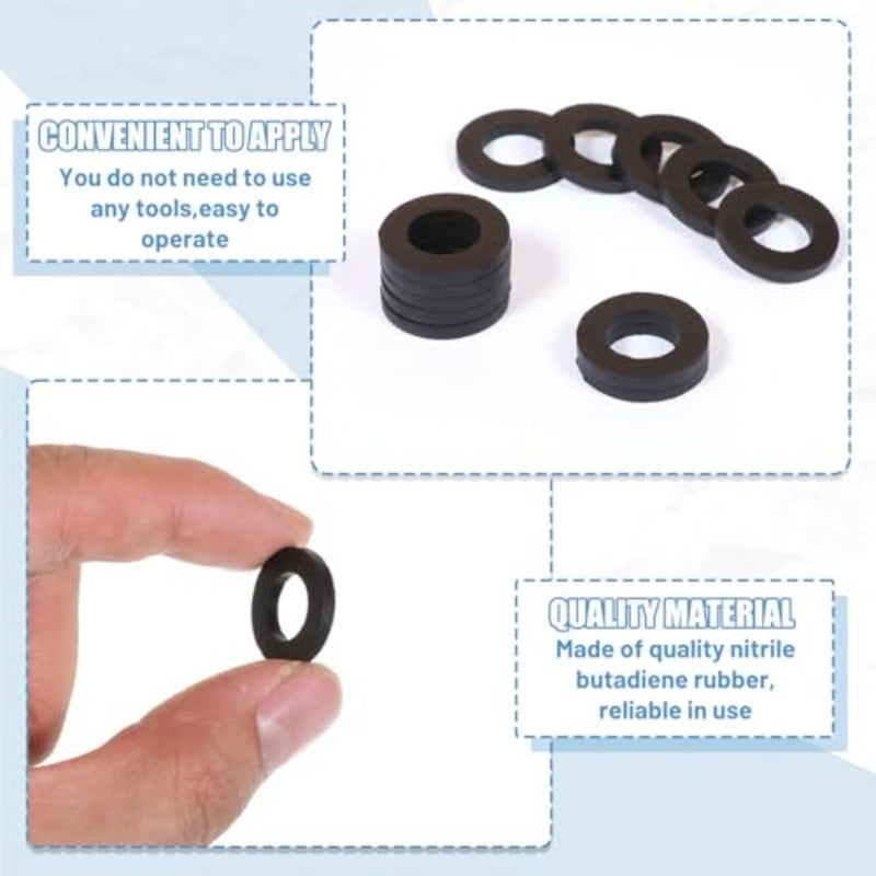 30 Pack Shower Hose Washers, Rubber Washers Seals 1/2 Inch Hose Washer Seal Tap Sealing Rings Shower Head Washer for Showers Head and Hosees Connecting - Image 3
