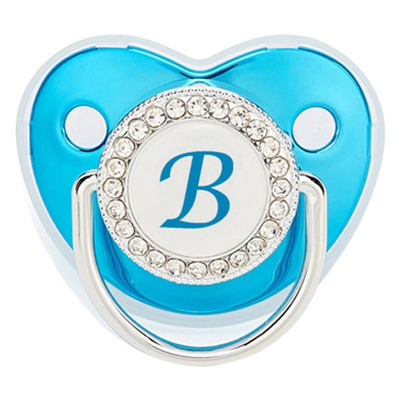 hot new 26 letters blue baby point drill pacifier baby letters diamond soothing play mouth - Image 2