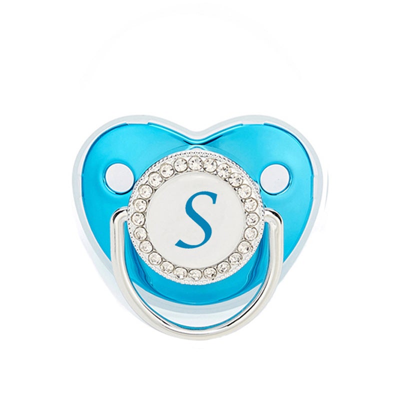 hot new 26 letters blue baby point drill pacifier baby letters diamond soothing play mouth - Image 1
