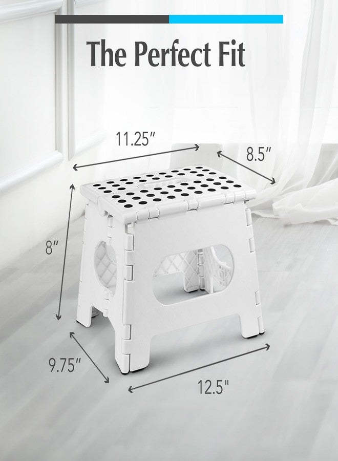 Handy Laundry Folding Lightweight Step Stool - Sturdy Enough to Support Adults and Safe Enough for Kids - Opens Easy with One Flip - Great for Kitchen, Bathroom or Bedroom (White - 8 Inch) - Image 2