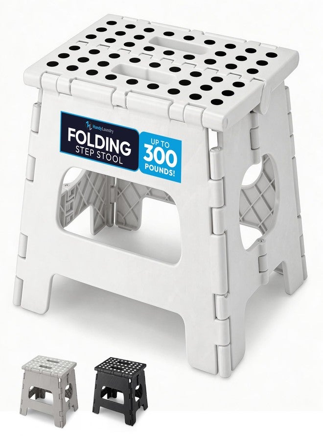 Handy Laundry Folding Lightweight Step Stool - Sturdy Enough to Support Adults and Safe Enough for Kids - Opens Easy with One Flip - Great for Kitchen, Bathroom or Bedroom (White - 8 Inch) - Image 1